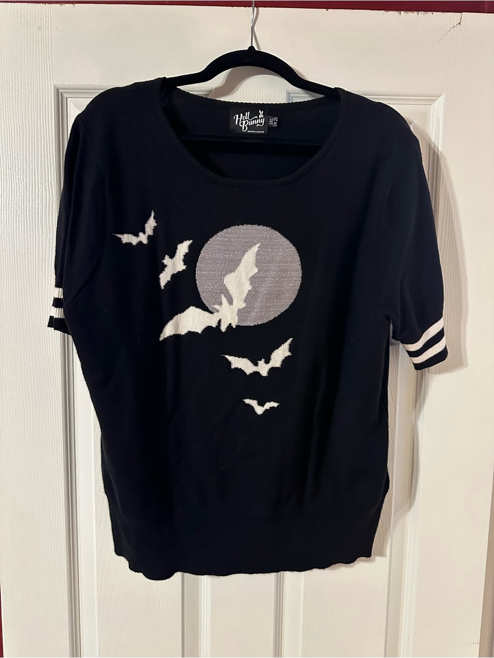 Hell Bunny Black Knit Top with Bat and Moon Motif